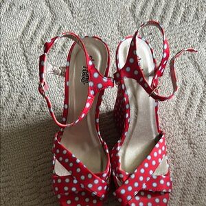 Charlotte Russe Red and White Wedge Sandals